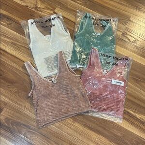 New Padded Stetchy Ribbed Stylish Women's Crop Tops Rust S/M